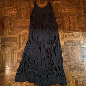 Maxi A line dark green summer V neck dress size M